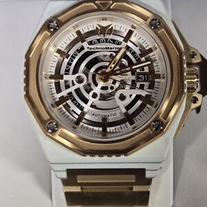 TechnoMarine Gold and White Automatic Watch